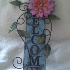 WELCOME METAL SIGN 3D Flowers Vines Spring Front Door Garden New